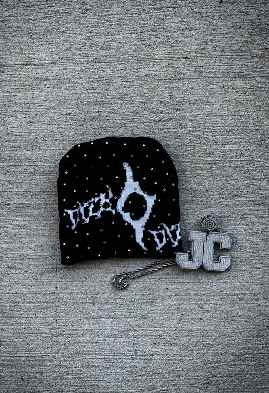Black and White Rhinestone V1 Beanie