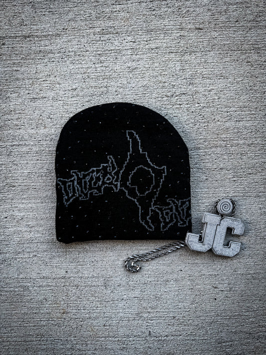 Black on Black Rhinestone V1 Beanie